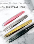 Professional Tweezers - Slant, Durable Lightweight German Stainless Steel, Ultra Precision Tweezers for Eyebrows, Facial Hair, Chin, and Ingrown Hair Removal - Gift (Matte Gray)
