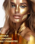 MEICOLY Cream Metallic Gold Face Body Paint,2.37Oz Large Tube Water Based Full Body Paint,Professional Gold Face Paint for Halloween Stage SFX Special Effects Cosplay Makeup