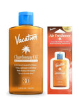 Vacation Chardonnay Oil SPF 30 + Air Freshener Bundle, Vegan Suntan Oil with Broad Spectrum SPF, Oxybenzone + Octinoxate Free Sunscreen Tanning Oil, TSA Friendly, Travel Size, 3.4 fl. Oz.