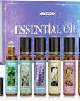 Essential Oils Roll On Gift Set, Natural Aromatherapy Oil Roller for Body, Skin, Massage - Lavender, Peppermint, Frankincense & Myrrh, Eucalyptus, Vanilla, Sandalwood, Gift for Women