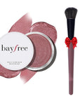Multi Cream Blush & Blush Brush Set, Korean Makeup Blush for Cheeks, Multi-Use Face Balm, Lightweight & Hydrating, Blendable Color, Non-Greasy, Soft Bristles for Radiant Finish (Pink Camellia)