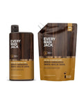 Every Man Jack Amber + Sandalwood Mens Body Wash Refill Starter Pouch - Naturally Derived Ingredients - Paraben Free, Phthalate Free, Dye Free - (1-36oz pouch, 1-24oz bottle)