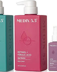 Medix 5.5 Anti Aging Skin Care 3PC Set, Retinol Body Cream + Exfoliating AHA Glycolic Acid Foaming Face & Body Wash + Vitamin F Booster Serum, Wash + Treat + Hydrate Skincare Set