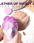 3 Pieces Exfoliating Washcloth Shower Towel African Net Sponge Japanese Wash Cloth Face Exfoliating Sponge Loofah Exfoliating Body Scrubber for Body Exfoliation (Purple,Blue,Green)