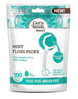 GuruNanda Dental Mint Floss Picks - Non- Shred Thread with Angled Pick for Effective Plaque Removal - Dentist Recommened - Travel Friendly for Adults & Kids - 100 Pack