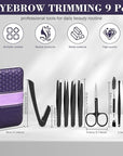 9PCS Tweezers Set for Facial Hair, Precision Tweezer for Eyebrows with Curved Scissor and Eyebrow Razor for Ingrown Hair as Stocking Stuffers Gifts for Women/men