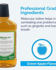 ioRinse Ready-to-Use (RTU) Mouthwash for Fresher Breath, Halitosis Relief, Alcohol-Free, Fluoride-Free and a Professional Clean, Original ioRinse RTU Mouth Wash, Zero Alcohol - Green Apple Flavor, 1L