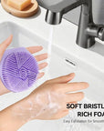2-Pack Soft Silicone Dual-Sided Body Scrubber & Loofah | Gentle Exfoliating Shower Brush for Men & Women | Creates Rich Lather, Easy to Clean (Gray & Purple)