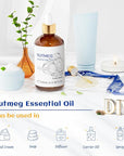 HIQILI Nutmeg Essential Oil 3.38 Fl Oz, Pure Natural Nutmeg Oil for Aromatherapy, Diffuser - 100ml