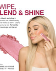 Palladio I'm Blushing 2-in-1 Cheek and Lip Tint, Buildable Lightweight Cream Blush, Sheer Multi Stick Hydrating formula, All day wear, Easy Application, Shimmery, Blends Perfectly onto Skin, Dainty