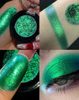 Green Glitter Eyeshadow, Highly Pigmented Fine Pressed Glitter Emerald Green Metallic Eye Shadow Palette Sparkling Makeup, High Impact Long Lasting Waterproof Eye Glitters for Women & Girls, Talc Free
