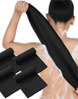 Tatuo 4 Pieces Korean Exfoliating Washcloth Body Back Scrubber Japanese Italy Exfoliating Cloth 35.5 Inch Long Bath Towel Washcloth Dead Skin Remover for Men Women(Black)