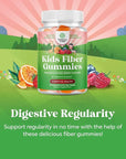 Kids Fiber Gummy Prebiotics Supplement - Soluble Fiber Gummies for Kids for Easing Constipation and Supporting Digestive Health Kids Fiber Gummies Immune System Booster Delicious Gummy Vitamins