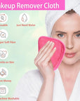 Makeup Remover Cloths for Face, Eye, Lips - Reusable Makeup Remover Pads Soft Microfiber Facial Cleansing Cloths 5 x 5 inch 6 Pack (Dark Pink)