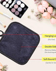 Makeup Remover Cloths for Face, Eye, Lips - Reusable Face Cleansing Cloth Microfiber Makeup Remover Pads 5 x 5 inch 12 Pack (Black)