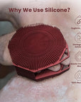 iTokGoK® Premium Silver-Infused Double-Sided Design 2-in-1 Silicone Body Brush Scrubber,Body Buffer Scrubber for Sensitive Skin, Ergonomic No-Slip Handle, Long-Lasting & Easy to Clean - Burgundy