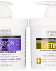 Advanced Clinicals Retinol Body Cream + Hyaluronic Acid Moisturizer 2pc Skincare Set | Face Cream & Body Lotion For Women & Men Helps Improve Appearance Of Crepey Skin, Dry Skin, & Wrinkles, 2pc