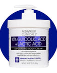 Advanced Clinicals 10% Glycolic Acid + Lactic Acid Lotion Exfoliant Moisturizing Cream With Hyaluronic Acid Moisturizer | AHA Exfoliating Body Cream Improves Look Of Uneven Rough Skin Texture, 16 Oz