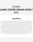 BLANC Cover Cream Stick V - Korean Color-Changing Foundation with Detachable Brush - Full to Medium Coverage Base Makeup (201 Fair, 0.45 oz)