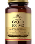 Solgar Vegetarian CoQ-10 200 mg, 30 Vegetable Capsules - Heart Healthy, Protective Antioxidant - Coenzyme Q10 (CoQ-10) Supplement - Vegan, Gluten Free, Dairy Free, Kosher - 30 Servings