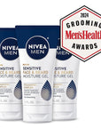 NIVEA Men Sensitive Face and Beard Moisture Gel, Gentle Face and Beard Moisturizer for Men Instantly Hydrates Skin and Conditions Facial Hair, 1.7 Fl Oz Tube, Pack of 3