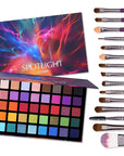 UCANBE Spotlight Eyeshadow Palette + 15 PCS Eye Brushes Makeup Set, Professional 40 Color Matte Shimmer Glitter Eye Shadow Pallet Highly Pigmented Waterproof Long Lasting Make up Pallete