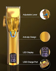 Cordless Hair Clippers for Men,Professional Hair Clippers Trimmer Kit,Barber Fading Clipper and Zero Gap T-Blade Trimmer Set with LED Display for Mens Gifts(Gold)