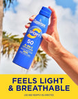 Coppertone Sport Sunscreen Spray SPF 50, Sweat, Heat and Water Resistant Sunblock, Lightweight, Oxybenzone Free, Spray Sunscreen Bulk Pack, 5.5 Oz Bottle, Pack of 3 (Packaging May Vary)