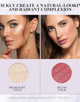 2Pcs Cream Blush Highlighter Makeup Stick Makeup Set Cherry Blush