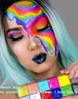 CCbeauty Professional 12 Colors Face Body Paint Kit Oil Non Toxic High Pigment Creamy Painting Palette for Halloween Costume Fancy SFX Cosplay Stage Makeup Set with 6 Wooden Premium Brushes, Deep