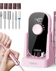 COSLUS Professional Rechargeable Electric Nail Drill 40000 RPM, Portable Nail File with Storage Stand for Acrylic Gel Polishing Removing - Easy to Use for Women, Manicure at Home DIY or Salon, Pink