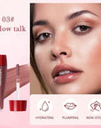 Hydrating Lip Glow Oil, Lip Plumper Gloss Lip Tint Stain, Pigmented Plumping Lip Gloss, Nourishing Non-Sticky Vegan, Glossy Mirror Finish Tinted Lip Glaze, Plump And Pout Lipgloss for Women Girls-03#
