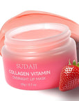 Collagen Lip Mask, Hydrating Lip Balm, Lip Moisture with Hyaluronic Acid & Vitamins E, A- Overnight Sleeping Nourishing Lip Butter Balm for Dry Lips 0.7 Oz