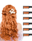 New Hair Chalk Comb Temporary Bright Hair Color Dye for Girls Kids, Washable Hair Chalk for Girls Age 4 5 6 7 8 9 10 Birthday Cosplay DIY Halloween, Christmas (Orange)