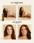 Nuda Travel Self Tanning Kit | Includes Self Tanning Mitt Applicator, 50mL Dark Self Tanning Mousse, & 5mL Original Face Tanner Spray | Travel Size Self Tanner Kit for a Nourishing Head-to-Toe Tan