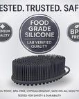 Avilana Silicone Body Scrubber – Gentle Shower Brush & Loofah Alternative- Food Grade & Lab Tested – Fast-Drying, Hygienic, BPA-Free Silicone Body Gentle Exfoliator (Dark Gray, Massage)