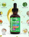 Clean Beauty Rosemary Hair Oil For Growth with Castor Oil Batana Oil Pumpkin Seed Oil Peppermint Oil Silica Biotin Collagen Keratin Saw Palmetto Horsetail Tea Tree Vit E Aloe Vera Jojoba (1 Pack)