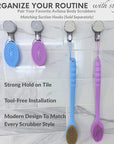 Avilana Silicone Body Scrubber – Gentle Shower Brush & Loofah Alternative- Food Grade & Lab Tested – Fast-Drying, Hygienic, BPA-Free Silicone Body Gentle Exfoliator (Dark Gray, Long Handle)