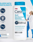 CeraVe 2 In 1 Hydrating Anti Dandruff Shampoo And Conditioner, 1% Pyrithione Zinc Dandruff Treatment, Color Safe & Sulfate Free Shampoo And Conditioner, Helps Eliminate Dandruff & Relieve Itchy Scalp