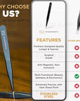 Tweezers For Ingrown Hair By The Razor Bump Co. | Sharp, Stainless Steel, Surgical | Professional Tweezers For Women and Men | Precision Splinter Remover | Best Facial Hair and Eyebrow Trimmer | Black