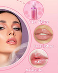 Korean Clear Lip Oil Gloss for Women,Ultra-Hydrating Lip Glow Oil with Chili Extract,Nourishing Lip Oil Tinted,Lip Plumping Booster,Fuller Lips Instantly - 02 Baby Pink