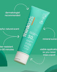 Thinkkids Safe Mineral Sunscreen SPF 50+, 3 Fl Oz, Natural, Water Resistant Reef Safe Sunscreen for Children, Broad Spectrum UVA/UVB Sun Screen