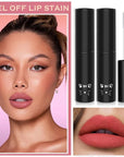 2PCS Peel Off Lip Stain Lip Tint Matte Liquid Lipstick Nude Lip Gloss Long Lasting Waterproof Lip Tint Stain Non-stick Cup Peel Off Lipstick Lip Makeup for Women Girls (01#+02#)