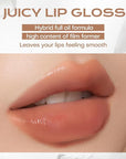 Mistine Lip Gloss Lip Oil Lip Plumber Non-sticky Tinted Lip Gloss for Women Infused with 1% Peptide Finish Lip Tint Hydrating Lip Stain Lightweight Feeling J01 Until Sunset 0.1 fl oz