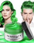Green Temporary Hair Color Wax, Instant Natural Hairstyle Cream Dye, Washable Styling Pomadesfor Men Girls Women Youth, Disposable Coloring Mud for Party Cosplay DIY Halloween