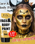 Gold Face Paint 70ml - Royal Gold Water-Based Body Paint for Creative SFX Makeup - Non-Toxic High-Pigment Face Body Paint for Adults Halloween SFX Cosplay Makeup, Theater, Stage shows