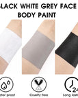 BAD COLOR 3PCS Black White Grey Face Body Paint Stick Makeup for Skull Skeleton Goth Mime SFX Cosplay & Dress Up, Full-Coverage Halloween Facepaint Makeup Kit