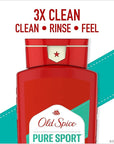 Old Spice Refreshing Body Wash for Men, High Endurance, 3X Defense, 24/7 Shower Fresh with Long Lasting Scent, Pure Sport Scent, 24 oz (Pack of 4)