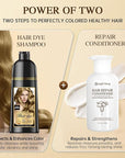 Natural Color Hair Dye Shampoo 3 IN 1, Instant Hair Coloring, Gray Coverage for Men & Women, Beard Dye Vegan Ammonia Free & Paraben-Free, Champú Para Canas Mujer & Hombre (DARK BLONDE)
