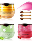 Honey Pot Lip Balm,3PCS Bee Lip (Honey+Apple+Cherry)